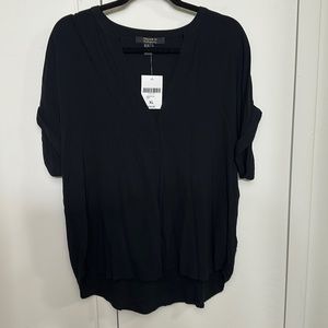 NWT Forever 21 Woven V-Neck Top with Rolled Sleeves